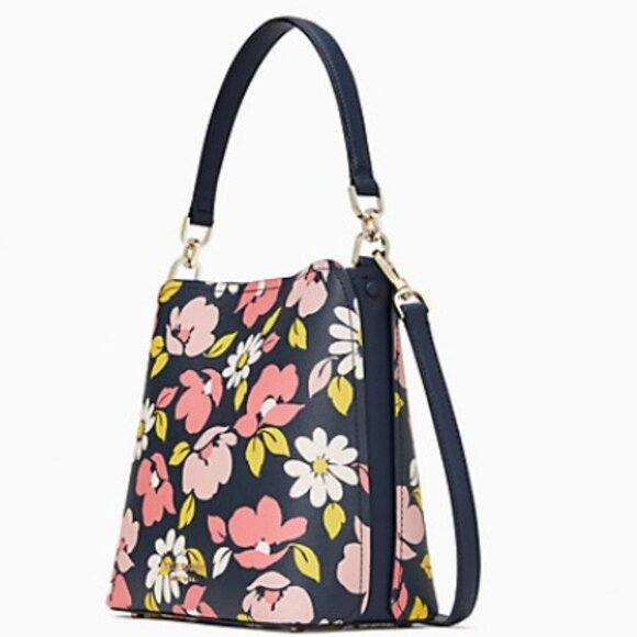 Kate Spade Darcy Small Bucket Bag Road Trip Floral Blue Multi - Picture 3 of 16